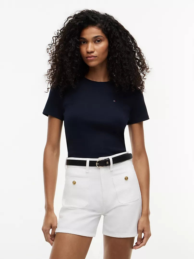 Tommy Embroidered Logo Tee - Black