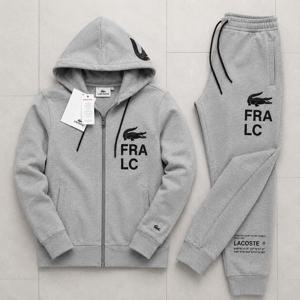LCST Zipper FR  Zipper Hoodie Tracksuit - Gray