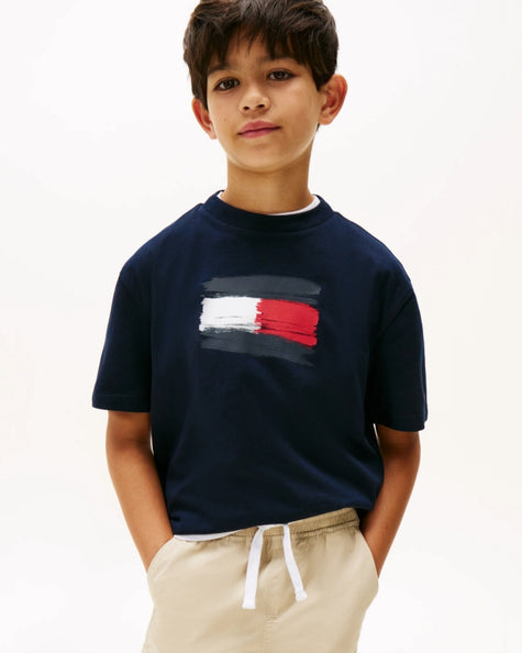 Tommy Flag Printed Tee - Navy