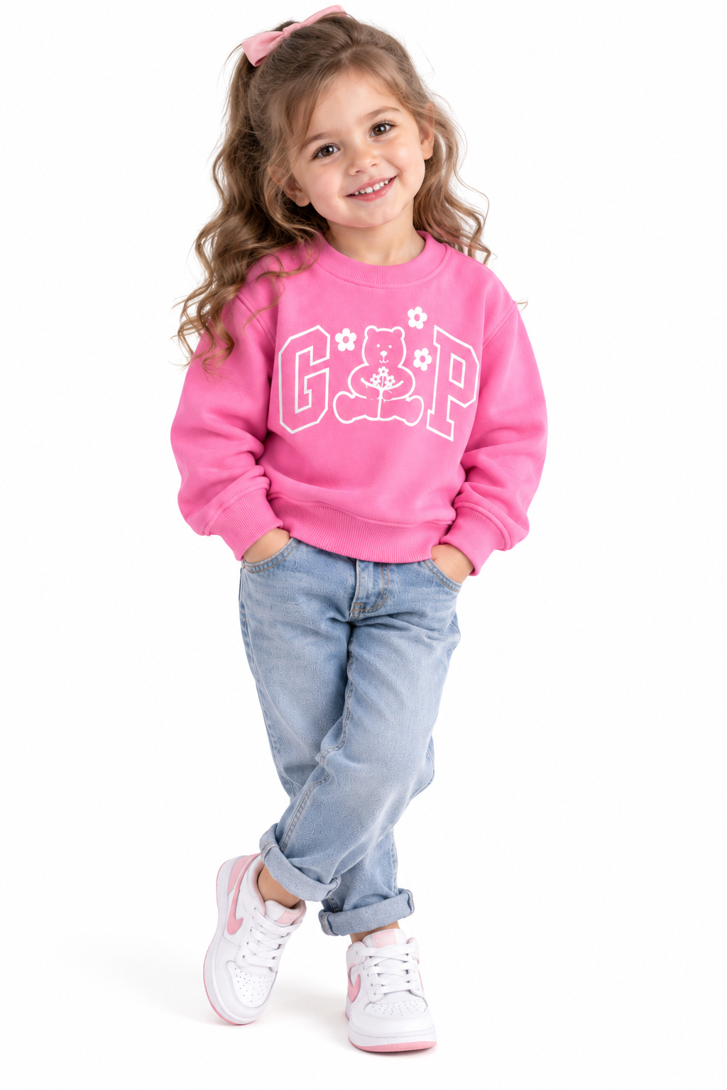 Gap Teddy Bear Graphic Crewneck Sweatshirt - Pink