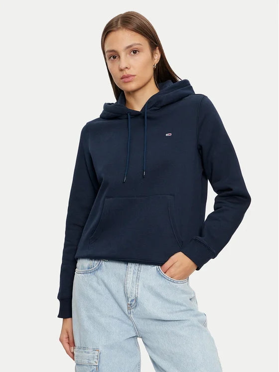 Tommy Flag Logo Women's Pullover Hoodie - Navy Blue