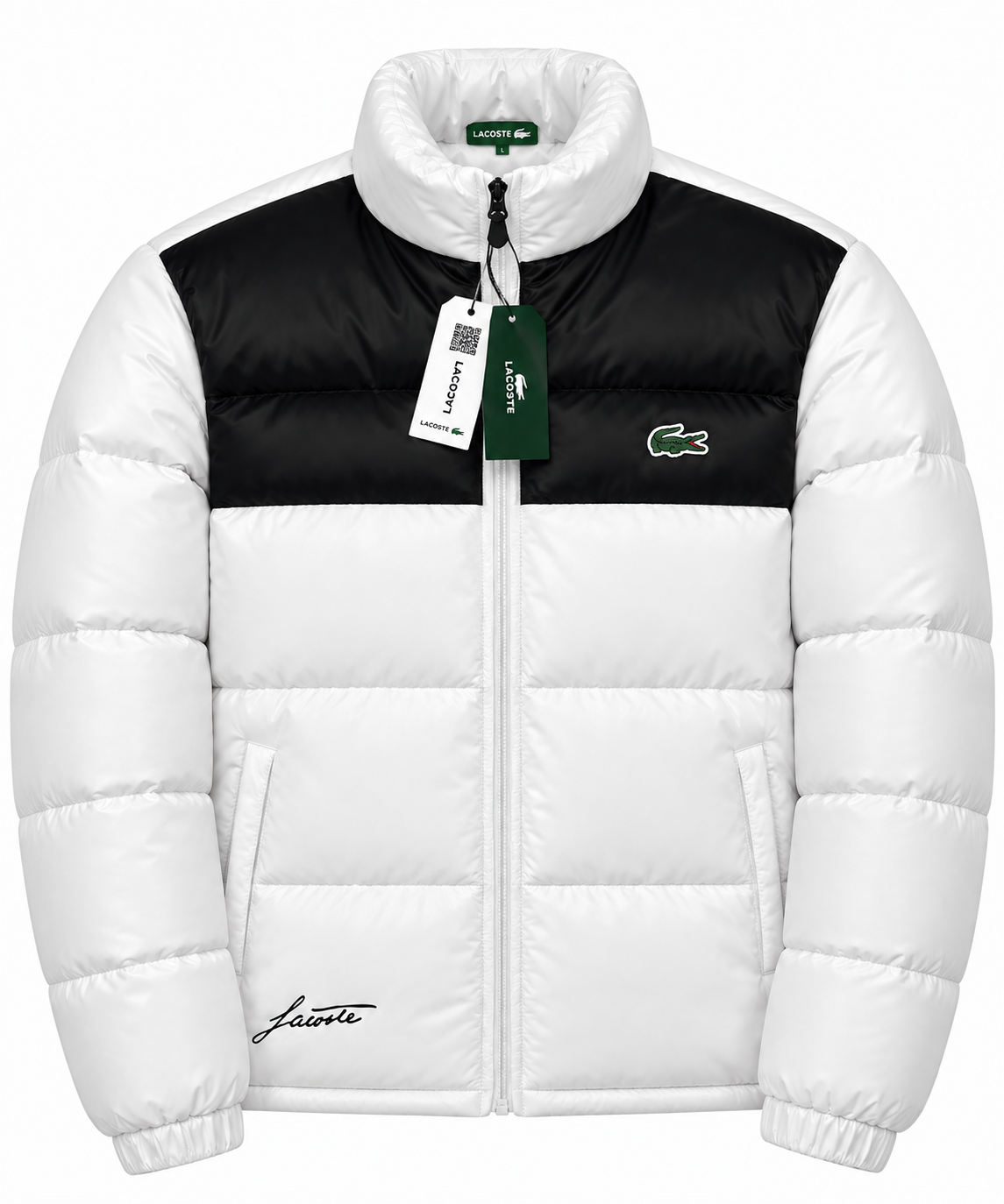 LACST Colorblock Puffer Jacket - White/Black