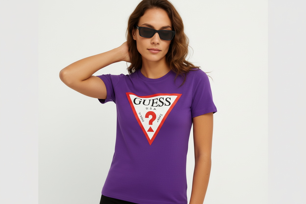 Guess Triangle Logo Tee - Purple