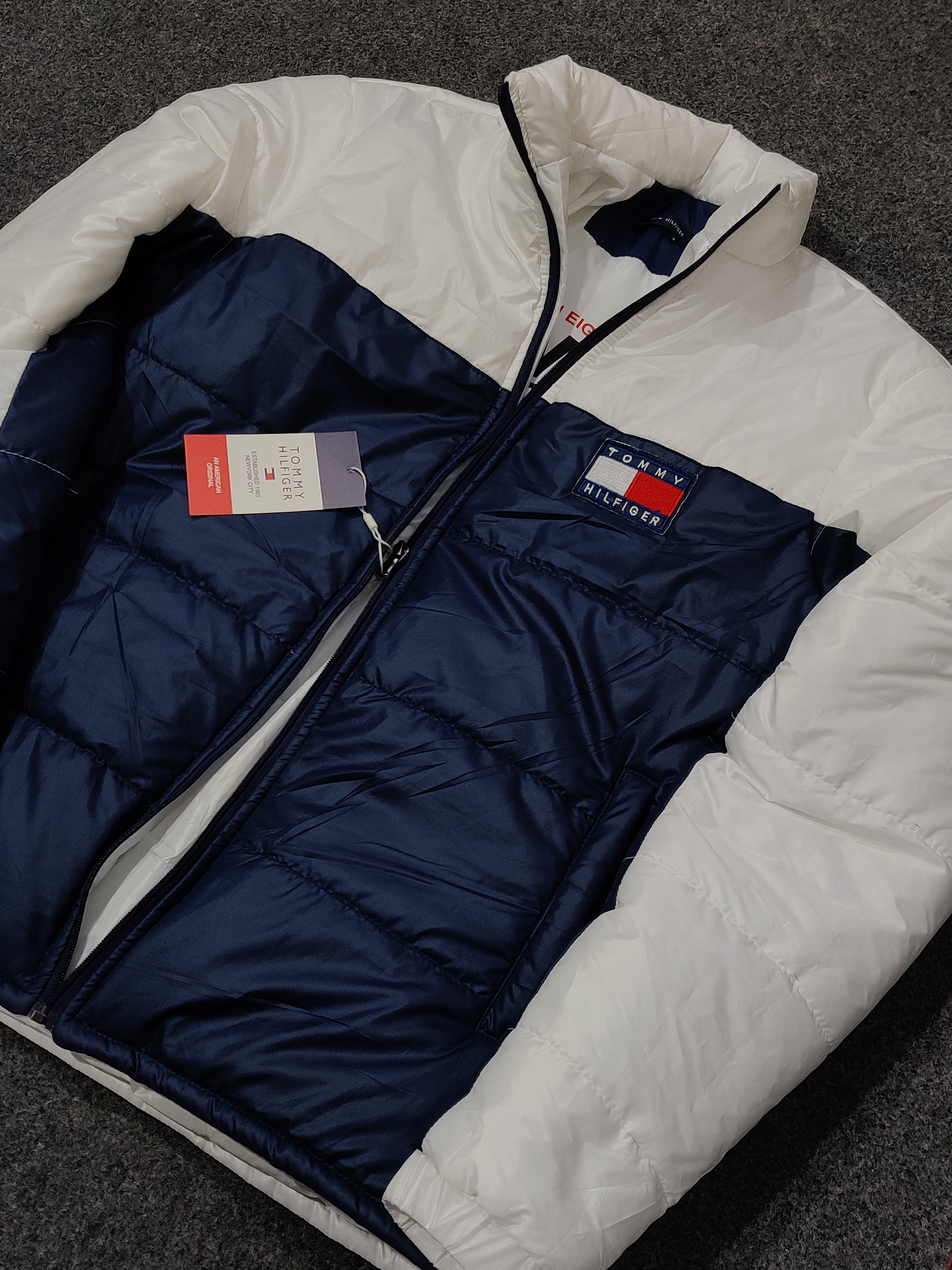 Tommy Colorblock Puffer - White/Navy - Brand Store
