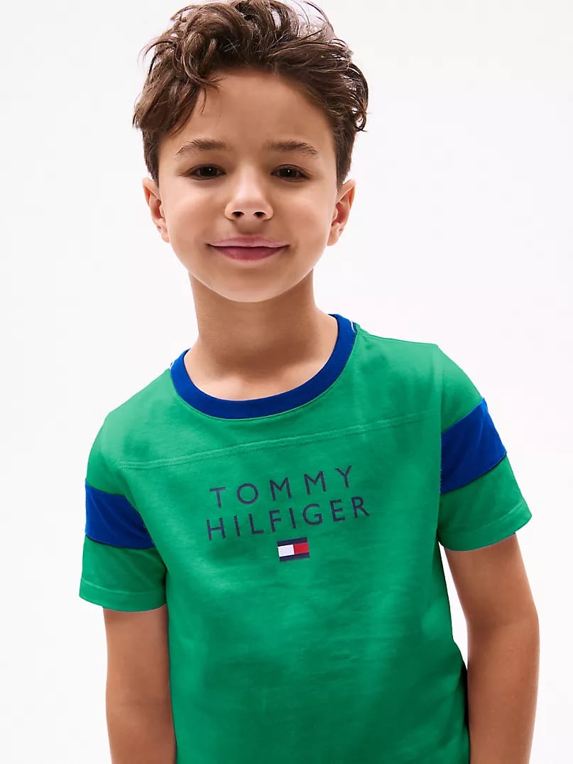 Tommy Colorblock Kids Tee - Green - Brand Store