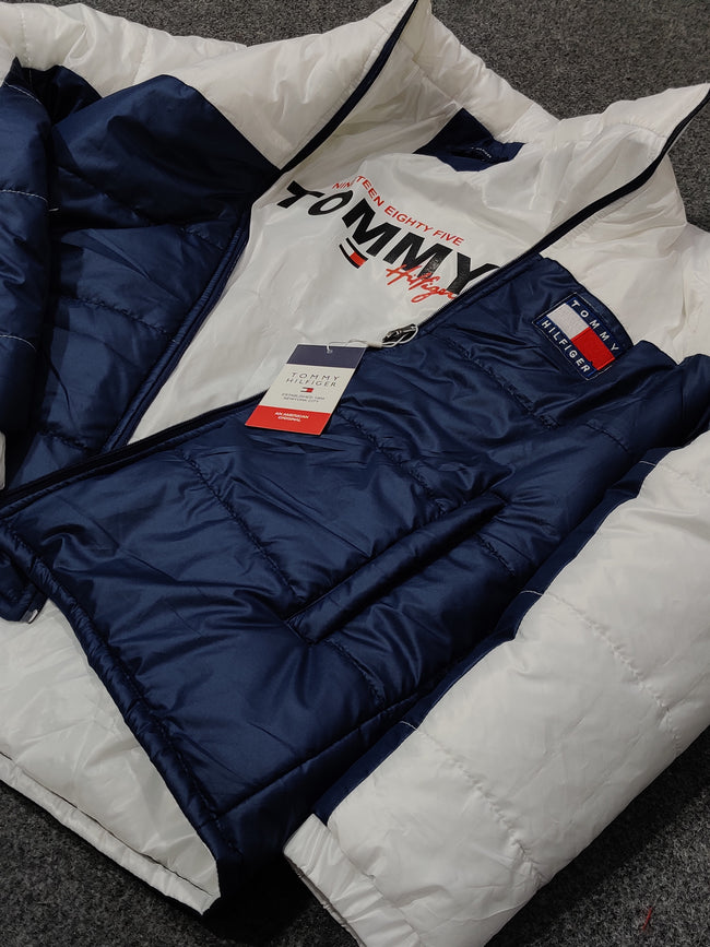 Tommy Colorblock Puffer - White/Navy - Brand Store