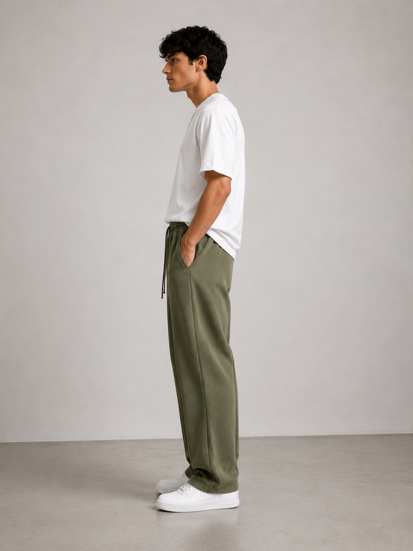 Jack&Jones Relaxed Fit Wide Leg Trouser - Olive